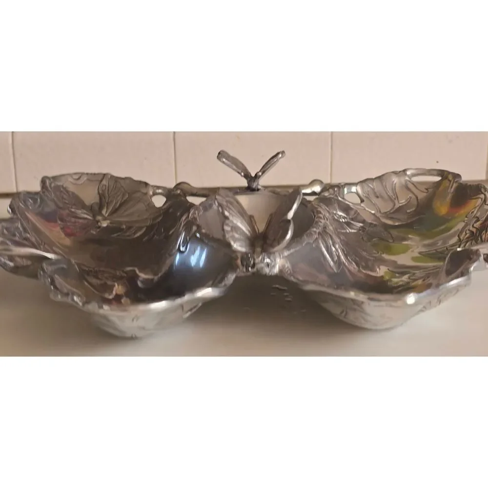 Arthur Court 2003 Butterfly Chip and Dip Tray, NWOB